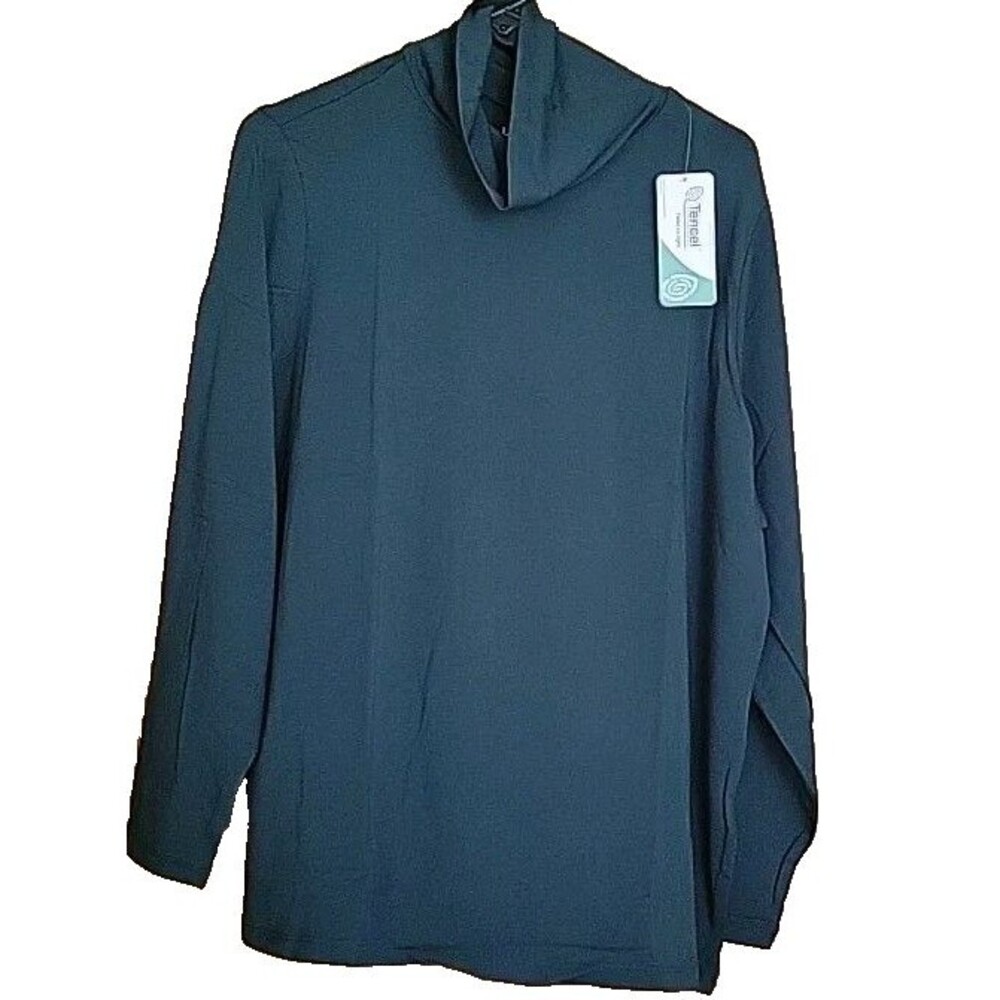 Lands' End 2X Dark Green Turtleneck Shirt Lightweight Basic Preppy Easy Work